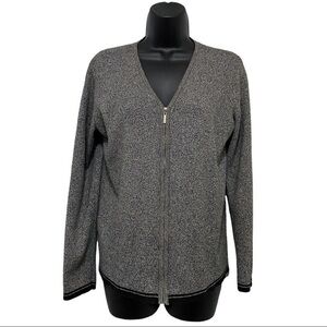Liz Claiborne Gray Long Sleeve Zip Up Cardigan Size Small